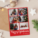 Clásico rojo Feliz Navidad vertical cinco fotos<br><div class="desc">Celebre la temporada con esta tarjeta de vacaciones de cinco fotos de color rojo, única y clásica, con un toque de encanto vintage. El diseño minimalista muestra una elegante paleta de colores rojo y blanco que evoca el espíritu acogedor del invierno. Su atractivo moderno y divertido, junto con la redacción...</div>