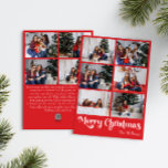 Clásico rojo Feliz Navidad vertical Diez Foto<br><div class="desc">Celebre la temporada con esta tarjeta de vacaciones de 10 fotos con un toque de encanto vintage. El diseño minimalista muestra una elegante paleta de colores rojo y blanco que evoca el espíritu acogedor del invierno. Su atractivo moderno y divertido, junto con la redacción tradicional, crea un equilibrio perfecto entre...</div>