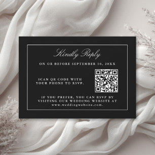 Clásico RSVP elegante simple negro con código QR
