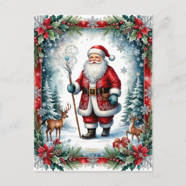 Clásico Santa Claus con bastón de Navidad  (Anverso)
