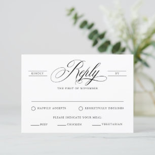 Clásico Simple Elegante Caligrafía Boda RSVP