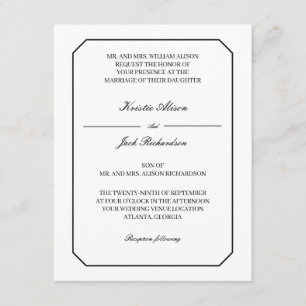 Clásico Simple Elegante Invitación a la boda forma