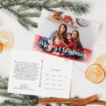 Clásico Simple Feliz Navidad Completa Foto<br><div class="desc">Celebre la temporada con esta única y clásica tarjeta postal de vacaciones de Navidad completa con un toque de encanto vintage. El diseño minimalista muestra una elegante paleta de colores blanco y negro que evoca el espíritu acogedor del invierno. Su atractivo moderno y divertido, junto con la redacción tradicional, crea...</div>