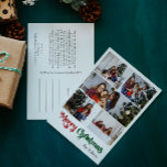 Clásico Simple Feliz Navidad Vertical Cinco Fotogr<br><div class="desc">Celebre la temporada con esta única y clásica tarjeta postal de vacaciones de navidad vertical Merry Christmas con un toque de encanto vintage. El diseño minimalista muestra una elegante paleta de colores rojo y verde que evoca el espíritu acogedor del invierno. Su atractivo moderno y divertido, junto con la redacción...</div>