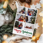Clásico Simple Feliz Navidad Vertical Cinco Fotogr<br><div class="desc">Celebre la temporada con esta exclusiva y clásica tarjeta de vacaciones de navidad vertical de navidad vertical cinco fotos con un toque de encanto vintage. El diseño minimalista muestra una elegante paleta de colores rojo y verde que evoca el espíritu acogedor del invierno. Su atractivo moderno y divertido, junto con...</div>