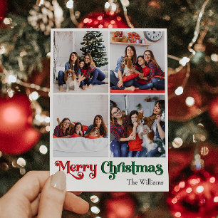 Clásico Simple Feliz Navidad Vertical Cuatro Fotos