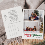 Clásico Simple Feliz Navidad Vertical Dos Foto<br><div class="desc">Celebre la temporada con esta única y clásica tarjeta postal de dos festividades de navidad vertical de Feliz Navidad con un toque de encanto vintage. El diseño minimalista muestra una elegante paleta de colores rojo y verde que evoca el espíritu acogedor del invierno. Su atractivo moderno y divertido, junto con...</div>