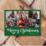 Clásico Simple Verde Feliz Navidad Cinco Fotos<br><div class="desc">Celebre la temporada con esta única y clásica tarjeta postal de vacaciones verde Feliz Navidad con cinco fotos con un toque de encanto vintage. El diseño minimalista muestra una elegante paleta de colores verde y blanco que evoca el espíritu acogedor del invierno. Su atractivo moderno y divertido, junto con la...</div>
