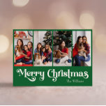 Clásico Simple Verde Feliz Navidad Cuatro Foto<br><div class="desc">Celebre la temporada con esta exclusiva y clásica tarjeta de vacaciones verde Feliz Navidad con cuatro fotos con un toque de encanto vintage. El diseño minimalista muestra una elegante paleta de colores verde y blanco que evoca el espíritu acogedor del invierno. Su atractivo moderno y divertido, junto con la redacción...</div>