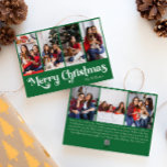 Clásico Simple Verde Feliz Navidad Siete Foto<br><div class="desc">Celebre la temporada con esta exclusiva y clásica tarjeta navideña verde de 7 fotos con un toque de encanto vintage. El diseño minimalista muestra una elegante paleta de colores verde y blanco que evoca el espíritu acogedor del invierno. Su atractivo moderno y divertido, junto con la redacción tradicional, crea un...</div>