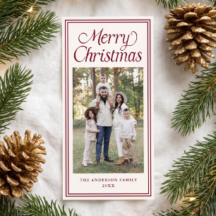 Clásico Tarjeta de Navidad de Foto Doble Borde Bur