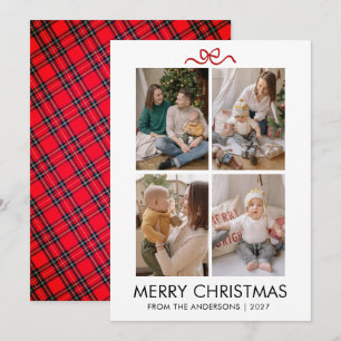 Clásico Tartán de Cuadros Rojo Navidad Multifoto