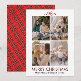 Clásico Tartán de Cuadros Rojo Navidad Múltiple Fo