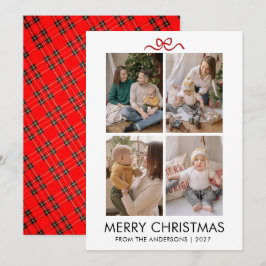 Clásico Tartán de cuadros rojos Navidad Multifoto