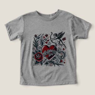 Clásico Tattoo Love: Diseño de Corazón y Camiseta