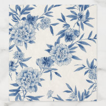 Clásico Toile Floral Azul Patrón Acuarela Blanco