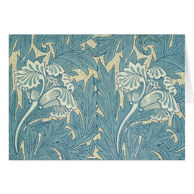 Clásico Tulipán Azul Floral de William Morris (Anverso (Horizontal))