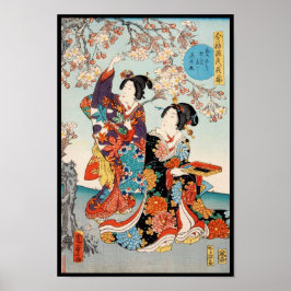 Clásico ukiyo-e vintage dos geishas arte de Utagaw