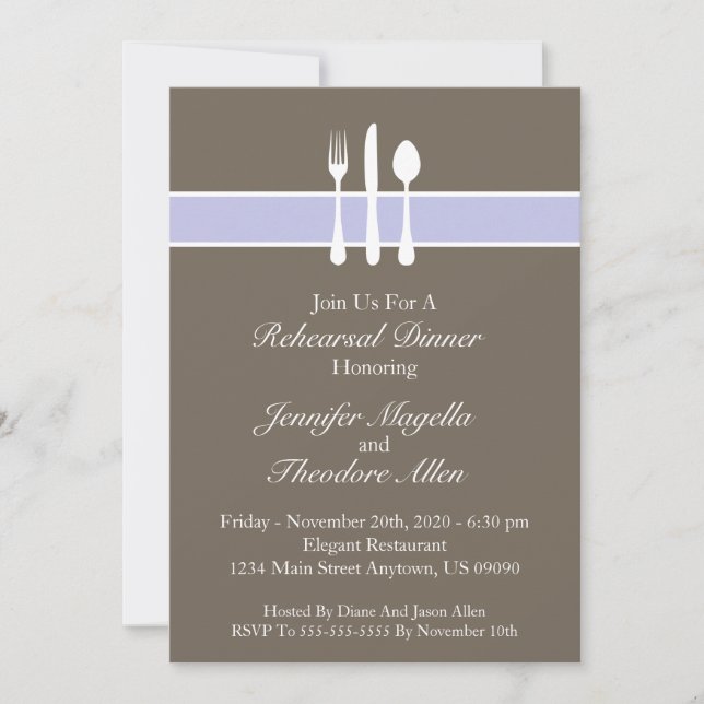 Clásico Utensilios de ensayo Invitación a la cena  (Anverso)
