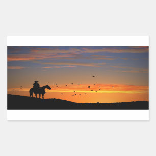 Clásico Vaquero en el Pegatina del atardecer