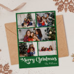 Clásico Verde Feliz Navidad Vertical Cinco Fotogra<br><div class="desc">Celebre la temporada con esta exclusiva y clásica tarjeta de vacaciones de navidad verde vertical cinco fotos con un toque de encanto vintage. El diseño minimalista muestra una elegante paleta de colores verde y blanco que evoca el espíritu acogedor del invierno. Su atractivo moderno y divertido, junto con la redacción...</div>