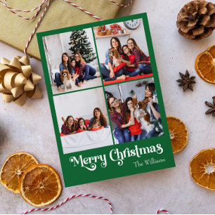 Clásico Verde Feliz Navidad Vertical Cuatro Foto