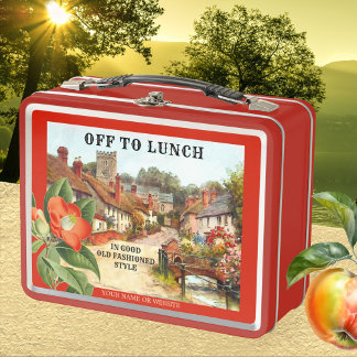 Clásico Vintage English Village Pintado Lunch Box