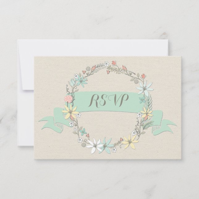 Clásico Wreath Floral y Banner RSVP (Anverso)