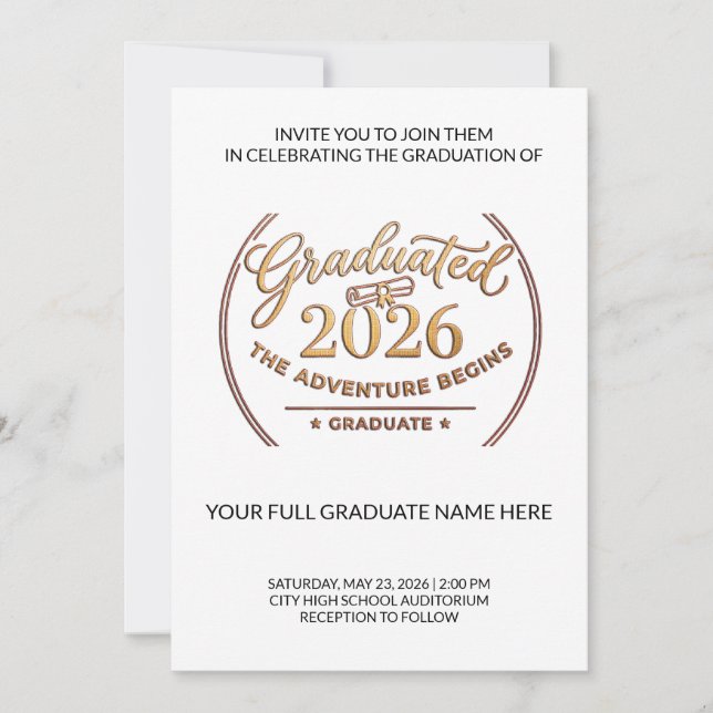 Class of 2026 Gold Invitation | Invitación Oro (Anverso)