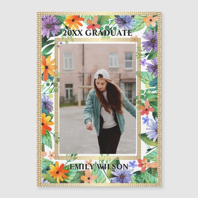 Class of 20XX Floral Photo Graduation Announcement (Anverso)