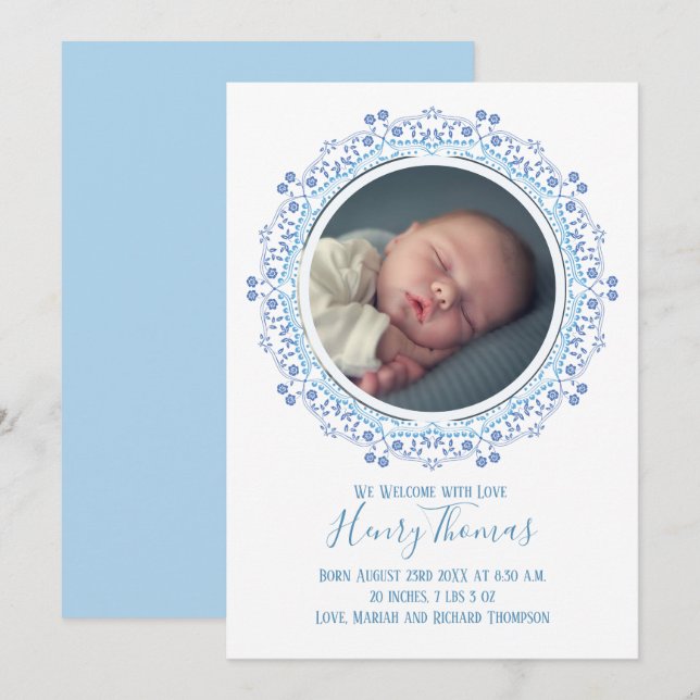 Classic Baby Boy Blue Photo Simply Sweet (Anverso / Reverso)