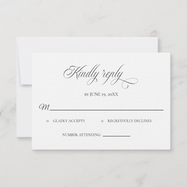 Classic Black and White Wedding RSVP card (Anverso)