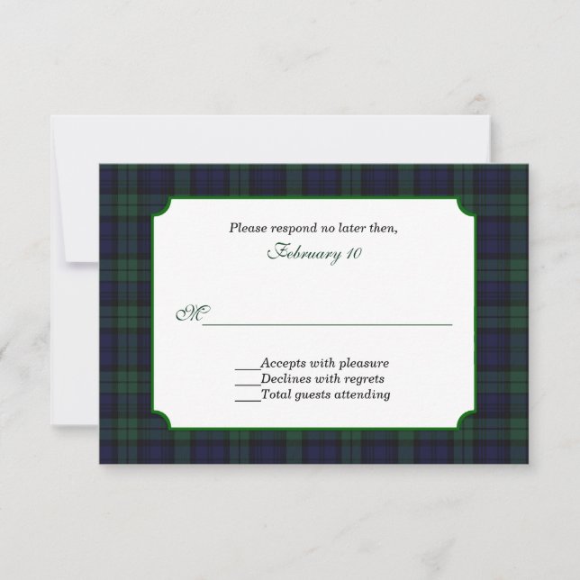 Classic Black Watch Tartan Wedding RSVP (Anverso)