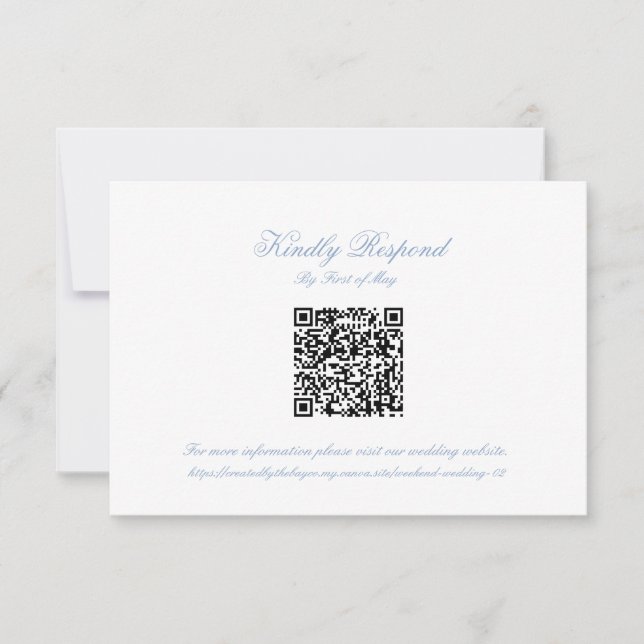 Classic Blue Wedding Monogram Crest QR RSVP Card (Anverso)