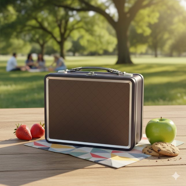 Classic Brown Leather Look Metal Lunch Container (Subido por el creador)