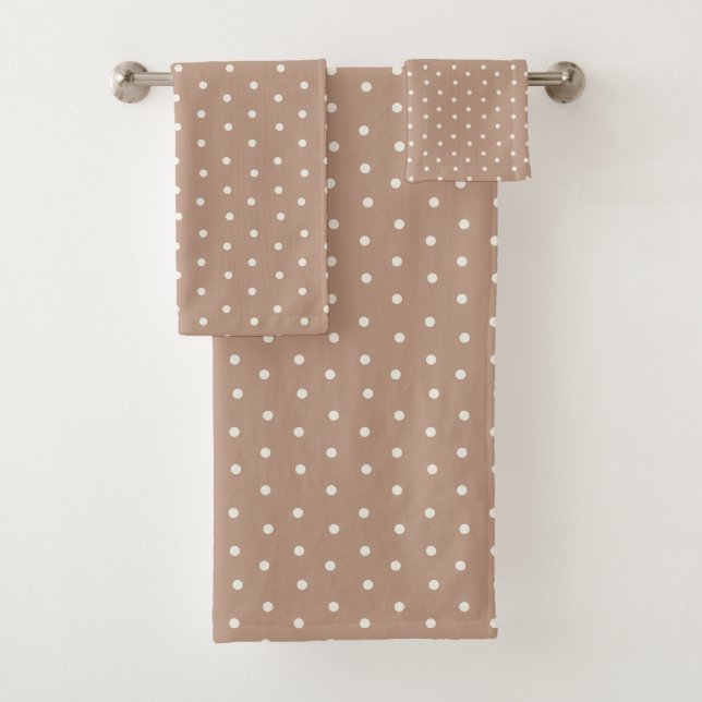 Classic Brown Polka Dot Baby Towel Set (In situ)