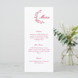 Classic Burgundy Wedding Menu with Floral Accent