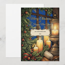 Classic Candlelight Personalized Christmas Card  