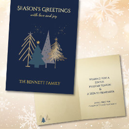 Classic Christmas Tree Seasons Greetings Gold