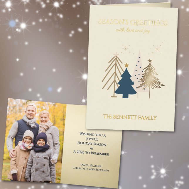 Classic Christmas Tree Seasons Greetings Gold Foil (Subido por el creador)