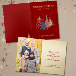 Classic Christmas Tree Seasons Greetings Gold Foil