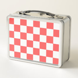 Classic coral red checkerboard