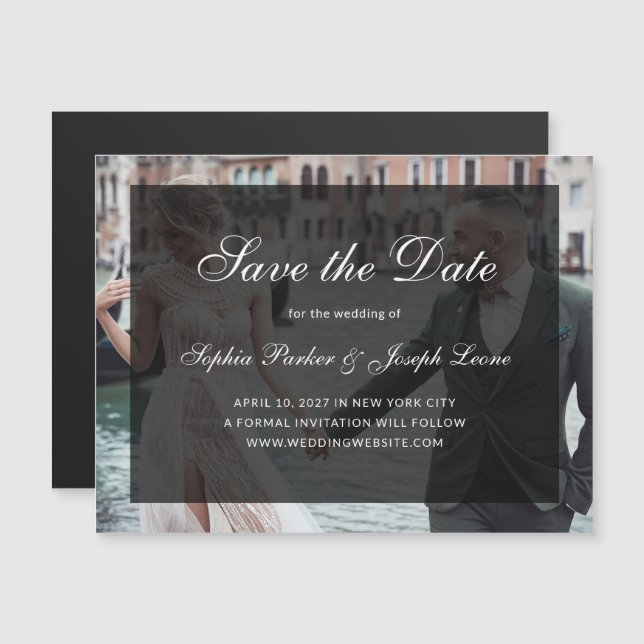 Classic Dark Overlay Photo Magnetic Save the Date (Anverso/Reverso)
