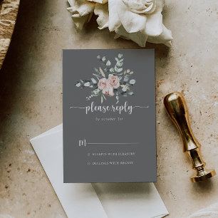 Classic Dusty Rosa Rosa Floral Boda Gris RSVP