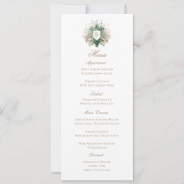 Classic Floral Monogram Crest Wedding Menu Card