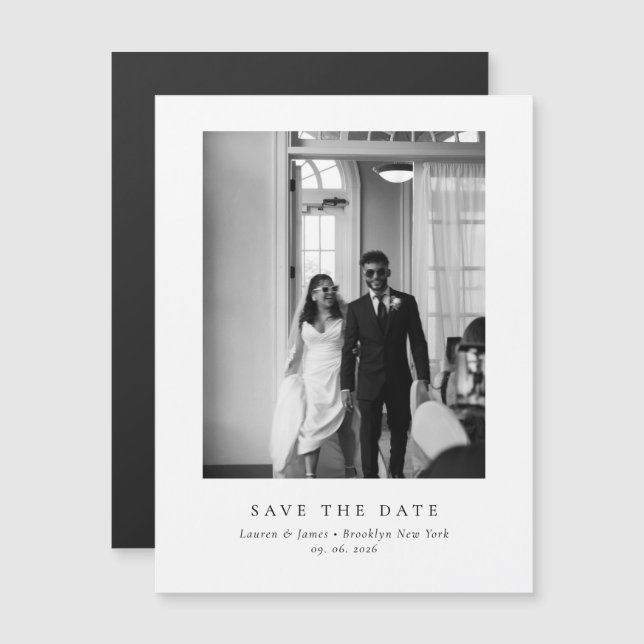 Classic Formal Magnetic Wedding Save The Date (Anverso/Reverso)
