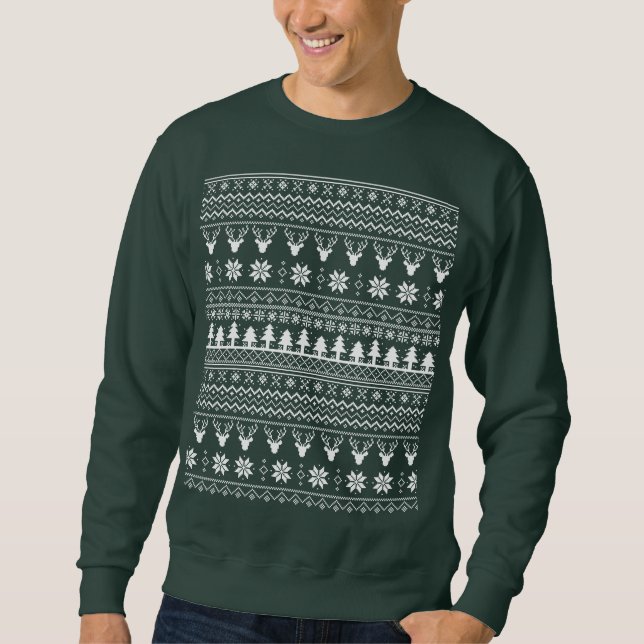 Classic Holiday Reindeer Christmas Sweater Pattern (Anverso)