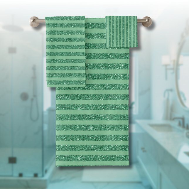 Classic Jade Green Glitter Style Vertical Stripes (Subido por el creador)