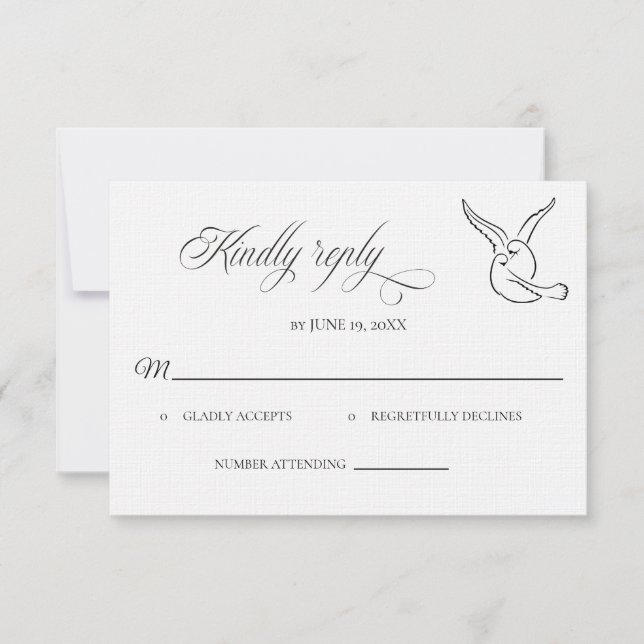 Classic Love Birds Wedding RSVP card (Anverso)