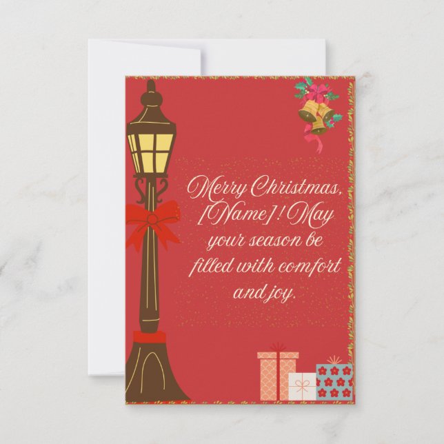 Classic Maroon Christmas Card – Cream Script Holid (Anverso)